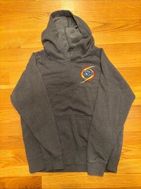 Kids Charcoal Gray Hooded Sweatshirt with Rocket Patch